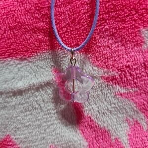 Adjustable Purple Cord Flower Necklace